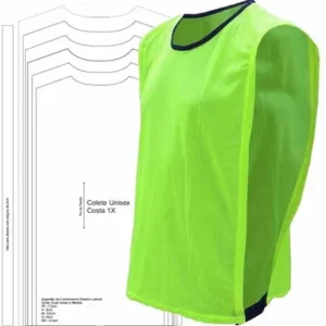 Molde de costura colete esportivo para futebol para imprimir em PDF moldes de roupa formato A4 e gráfica