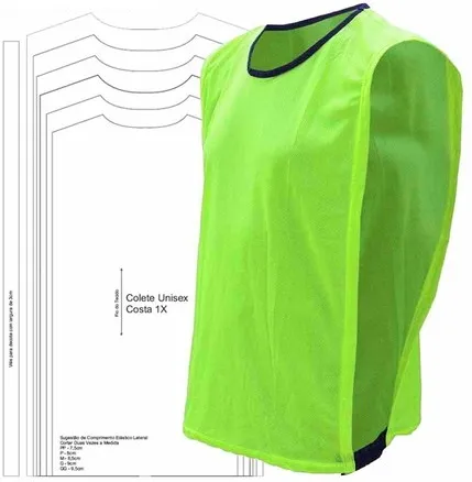Molde de costura colete esportivo para futebol para imprimir em PDF moldes de roupa formato A4 e gráfica