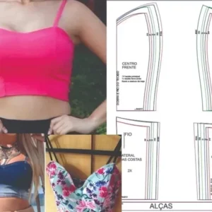 Molde de costura cropped feminino para imprimir em PDF moldes de roupa feminina formato A4 e grafica