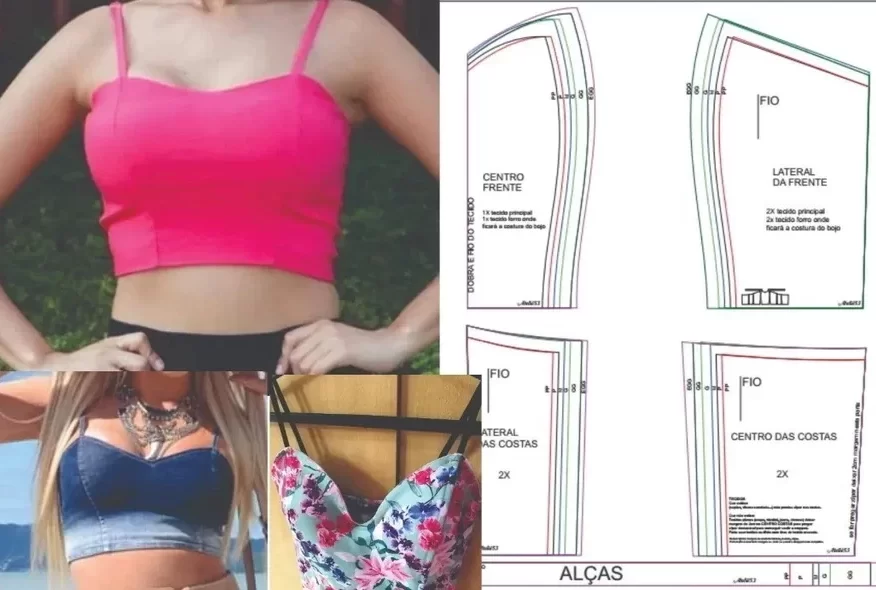 Molde de costura cropped feminino para imprimir em PDF moldes de roupa feminina formato A4 e grafica