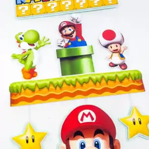 Topo de bolo digital Super Mario arquivo em formato Studio Silhouette temas festas e topper decoração