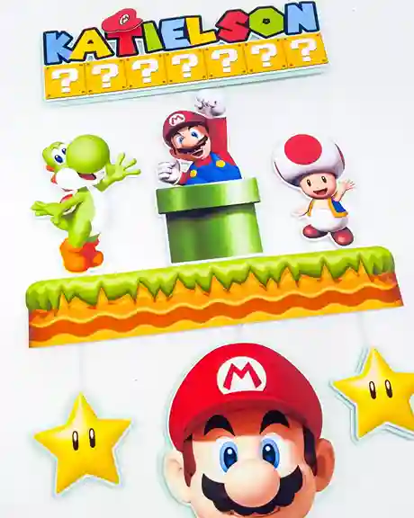 Topo de bolo digital Super Mario arquivo em formato Studio Silhouette temas festas e topper decoração