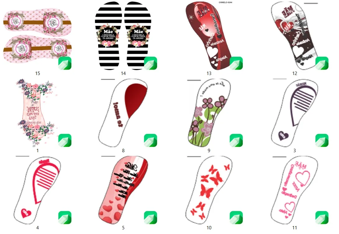 10 vetores estampas chinelo dia das maes cdr coreldraw arquivo vetor editavel para personalizar chinelos e presentes