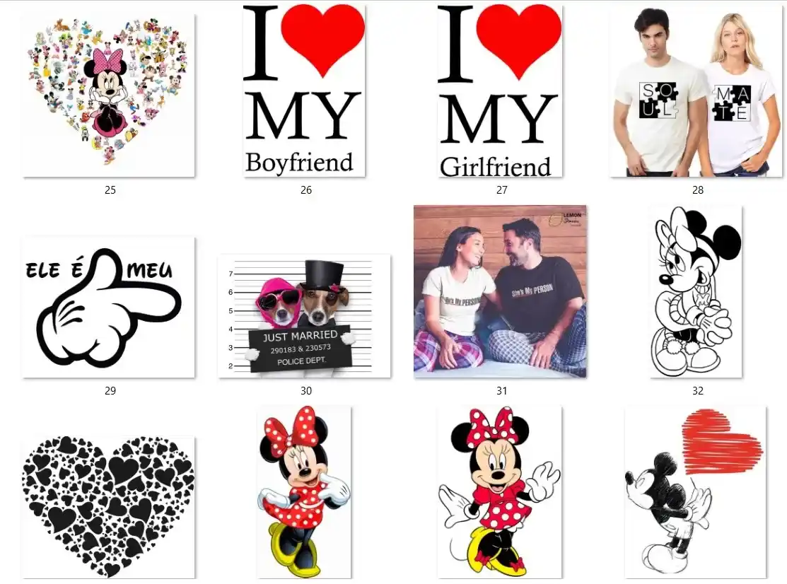 Acervo 100 estampas digitais camisetas dia dos namorados arquivo digital para estamparia e vestuario romantico