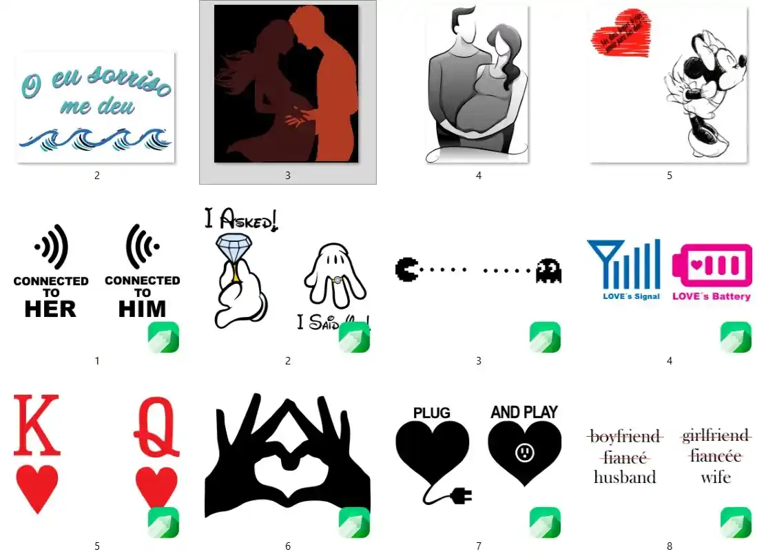 Kit 100 estampas sublimacao camisetas romanticas namorados arte digital para atelie de personalizados e estamparia
