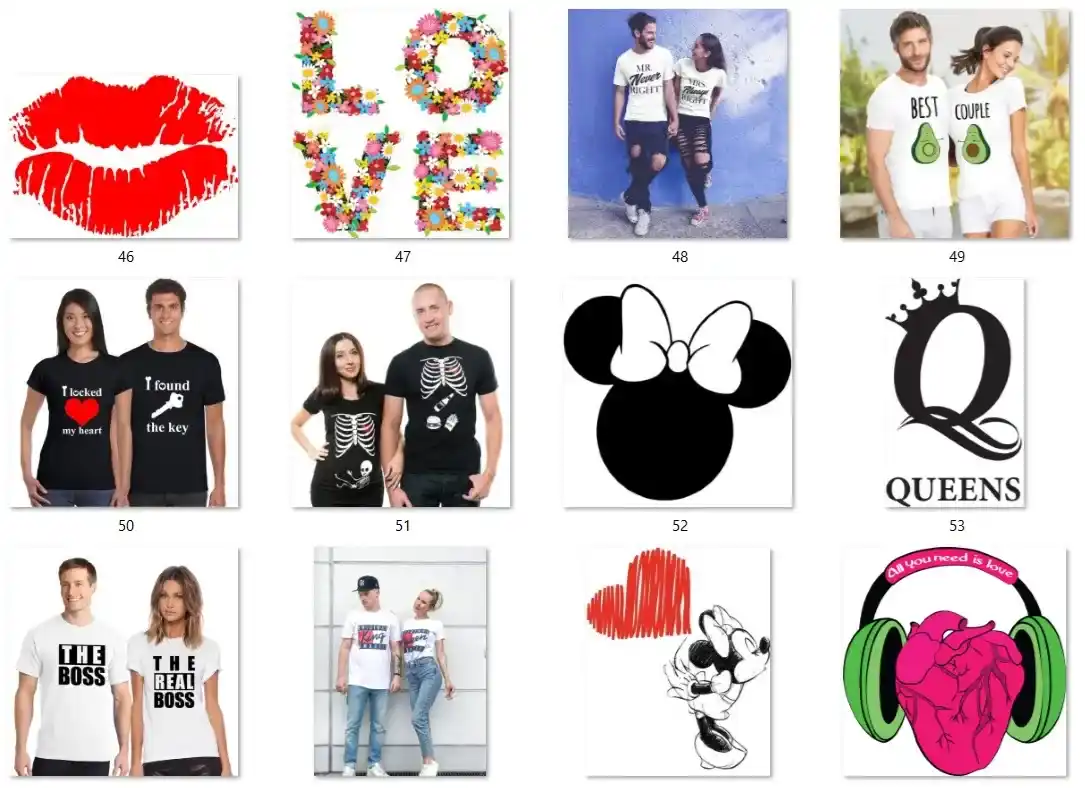 Coletanea 100 artes camisetas dia dos namorados sublimacao artes digitais para estamparia e vestuario personalizado