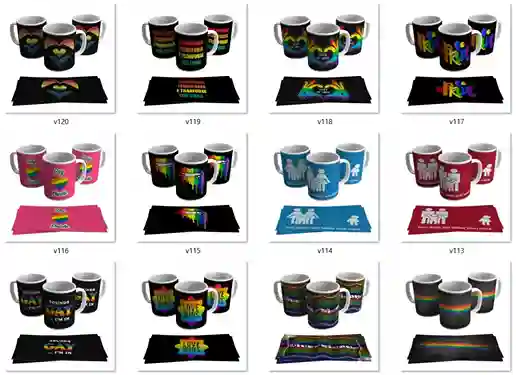 Kit 100 artes editaveis canecas lgbt para sublimacao artes digitais para estamparia e presentes personalizados