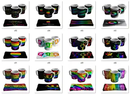 Acervo 100 artes digitais canecas orgulho lgbt sublimacao arquivo digital para estamparia e brindes diversidade