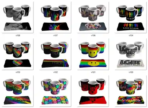 Artes para sublimacao canecas lgbt e orgulho pacote 100 arquivo digital para personalizar presentes e eventos diversidade
