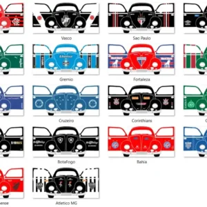 18 artes canecas fusca times de futebol para sublimacao arte digital editavel para personalizar canecas e brindes automotivos