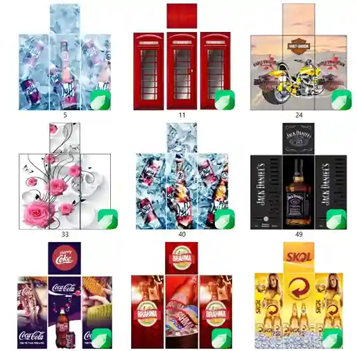 Pacote 200 artes cdr para envelopamento de geladeira vetor editavel corel para comunicação visual e adesivos