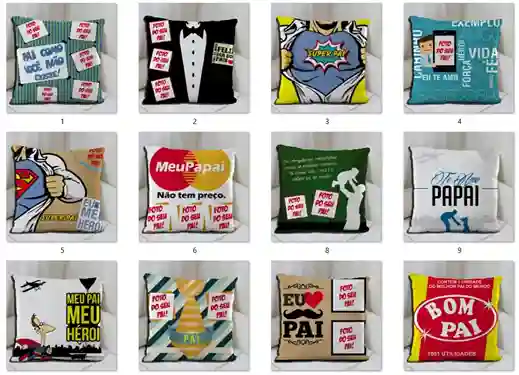 Pacote 30 artes digitais sublimacao almofadas dia dos pais arquivo digital para personalizar presentes e mimos