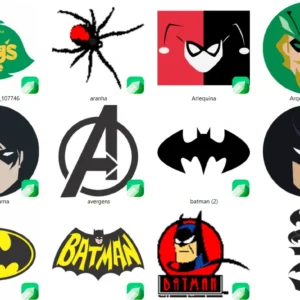 30 artes vetores simbolos herois coreldraw cdr estampas para imprimir e personalizar camisetas e produtos de sublimacao