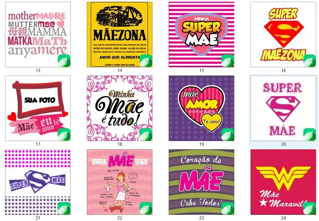 10 Kit Estampas Sublimacao Dia das Mães Pais Namorados