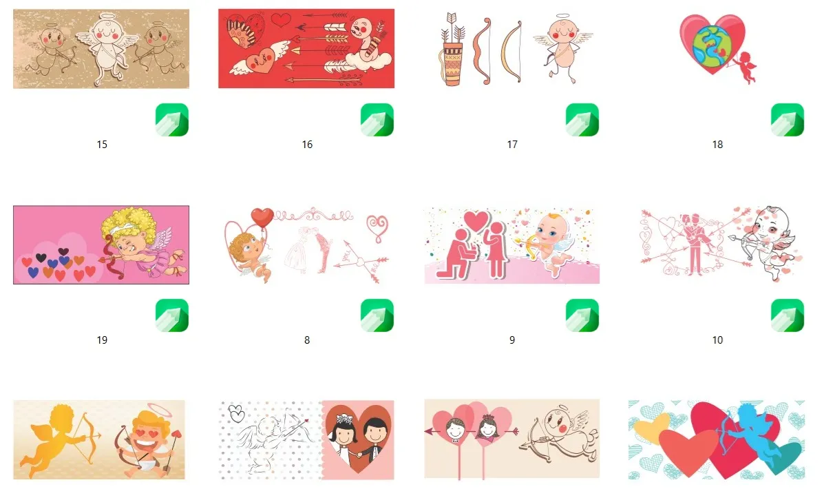 Pacote 30 artes cdr sublimacao caneca amor cupido e coracoes vetor editavel corel para estamparia e presentes afetivos