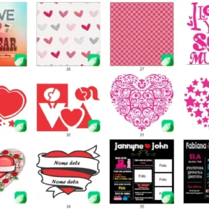 Kit 30 artes vetoriais cdr mousepad romantico namorados arte digital para atelie de personalizados e graficas