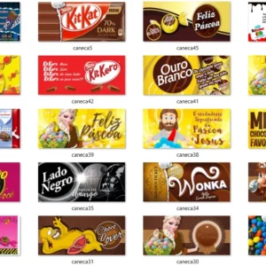 Pacote 320 artes sublimacao caneca pascoa e chocolate arquivo digital com estampas para imprimir e personalizar