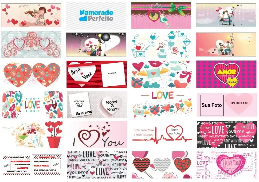 Acervo 350 estampas digitais canecas dia dos namorados arquivo digital para estamparia e presentes romanticos