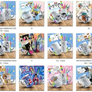 40 artes para caneca colorir dia das criancas png estampas para imprimir e personalizar canecas infantis de sublimacao