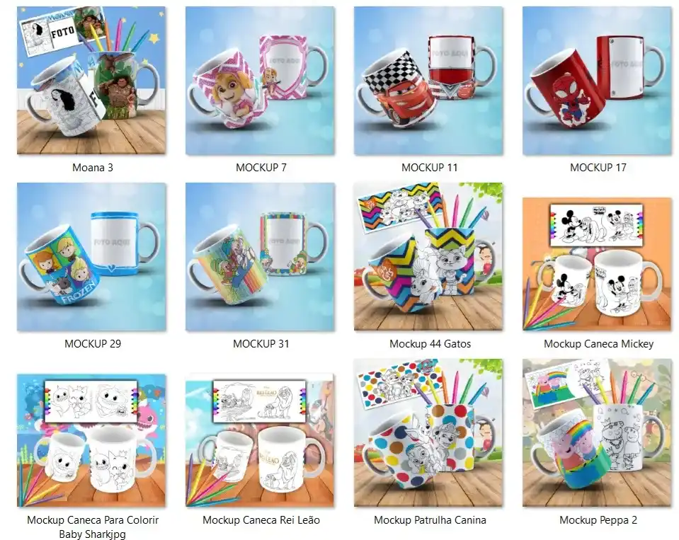 Coletanea 40 artes estampas caneca colorir dia das criancas png artes para imprimir e personalizar presentes em sublimacao