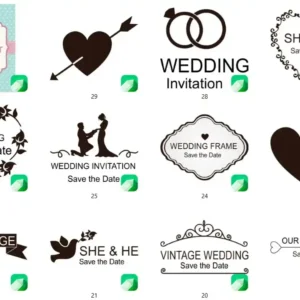 Pacote 40 vetores cdr elementos de casamento para corel vetor editavel para papelaria personalizada e convites de noiva