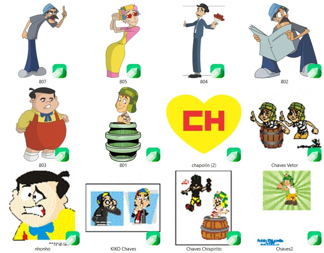 Kit 40 estampas vetores cdr chaves e chapolin coreldraw artes para imprimir e personalizar produtos em sublimacao