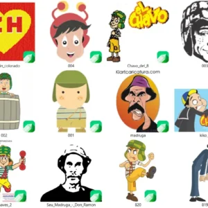 Pacote 40 artes vetores sublimacao chaves e chapolin cdr arquivo editavel com estampas para imprimir e personalizar