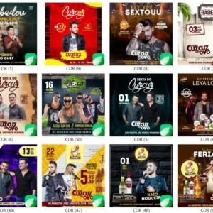 50 artes festa evento show editaveis coreldraw cdr vetores para imprimir e personalizar cartazes e flyers em sublimacao
