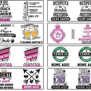Pacote 60 estampas sublimacao caneca de chopp criativas arte digital para atelie de personalizados e estamparia