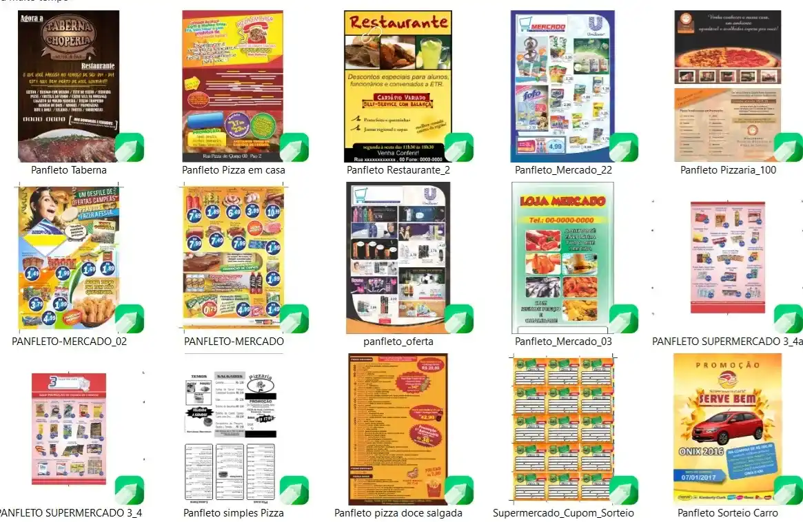 60 panfletos pizzaria bar mercado bebida cdr coreldraw arquivo vetor editavel para grafica e panfletos promocionais