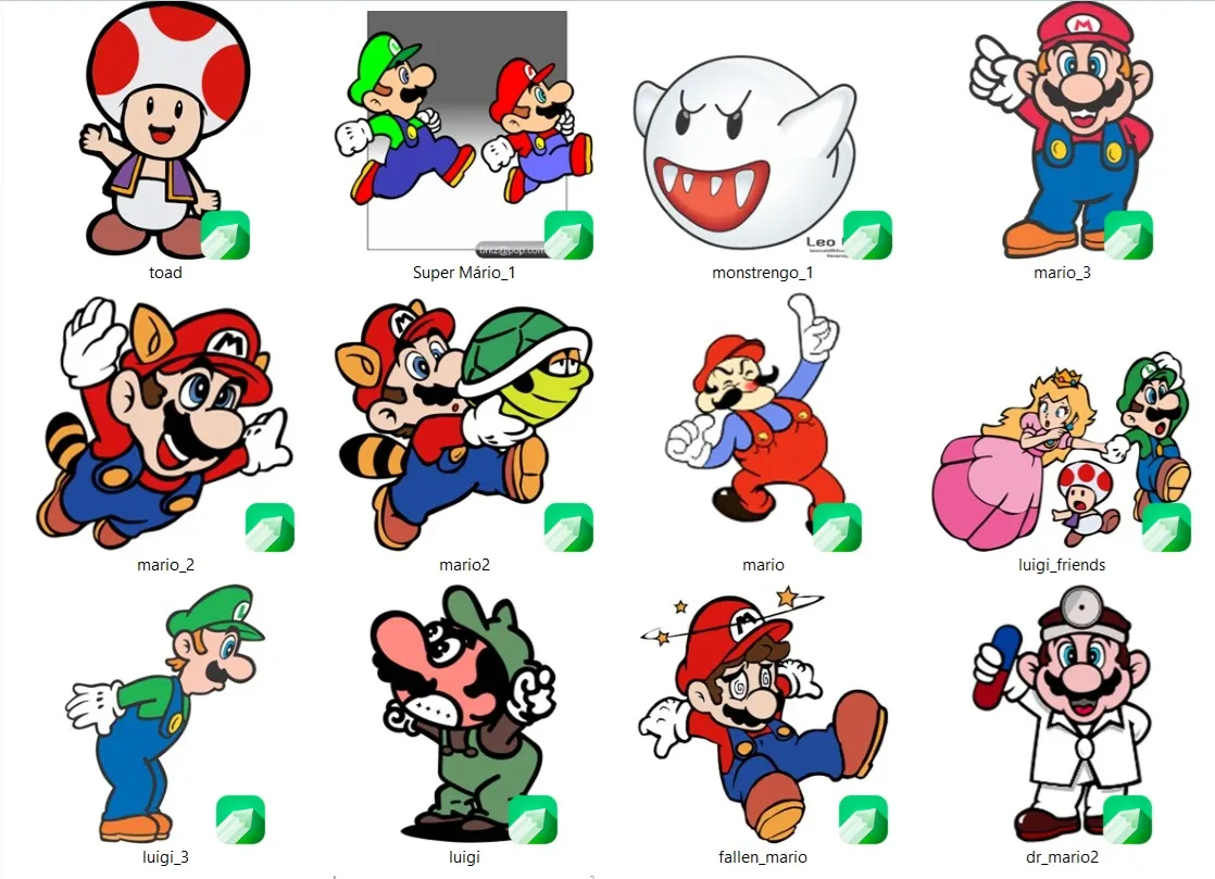 Kit 60 estampas vetores cdr super mario bros coreldraw artes para imprimir e personalizar produtos em sublimacao