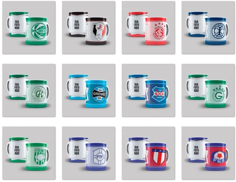 Acervo 70 artes para sublimacao caneca times futebol e fotos estampas para imprimir e personalizar brindes