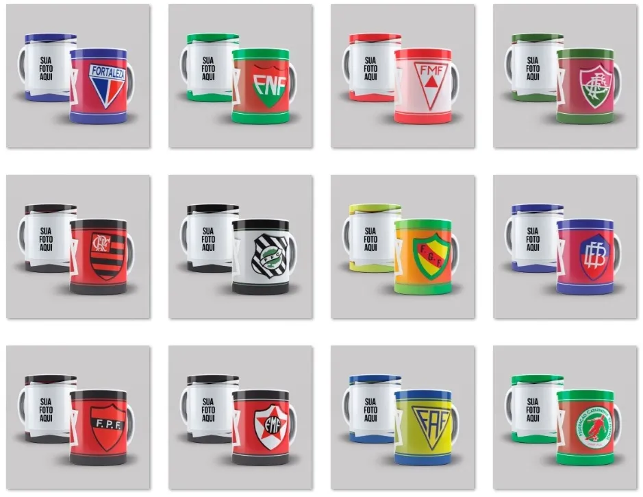 Coletanea 70 artes canecas times de futebol espaco foto sublimacao artes para imprimir e personalizar presentes de torcedor