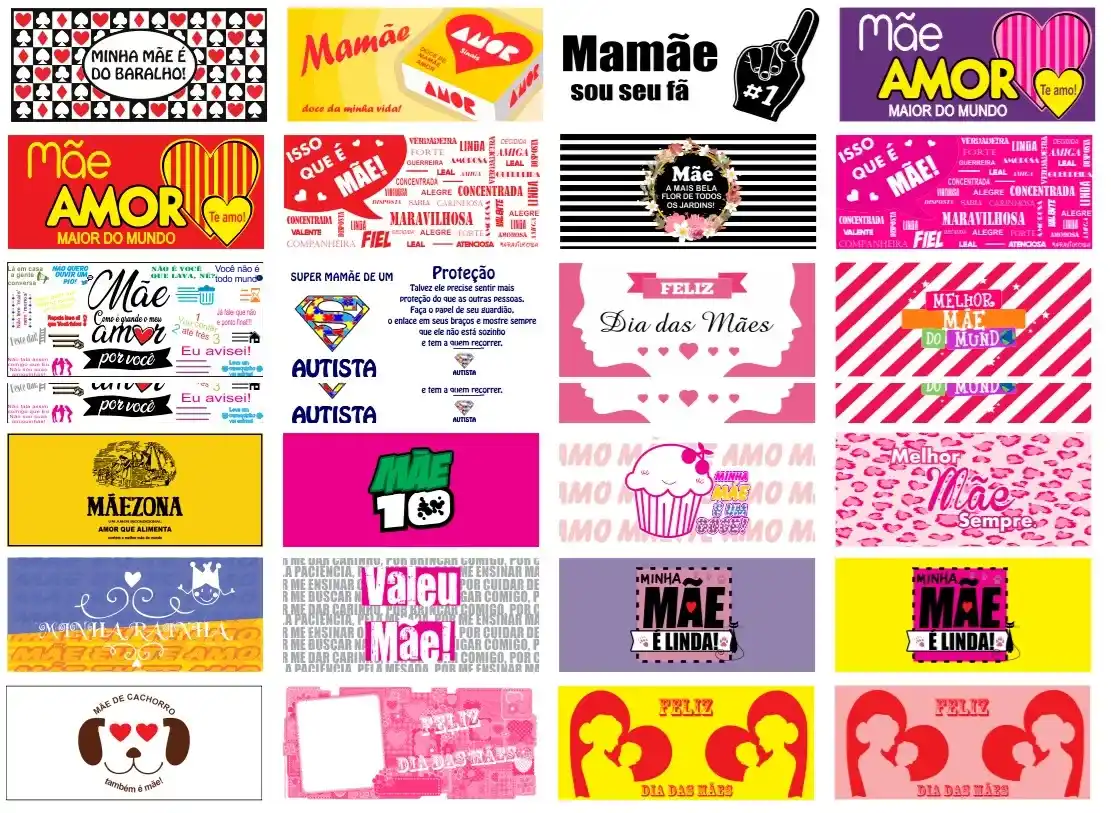 10 Kit Estampas Sublimacao Dia das Mães Pais Namorados