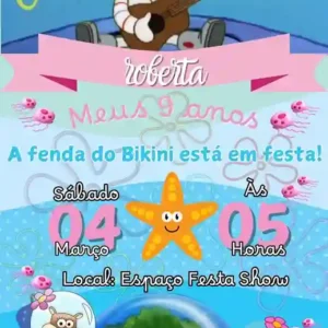 Convite Animado Bob Esponja Editar no Canva