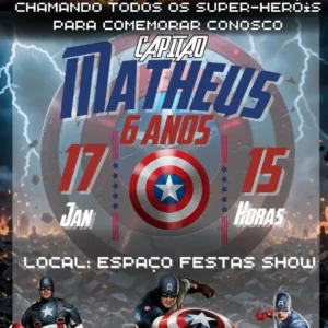 Convite Animado Capitão America Para Editar