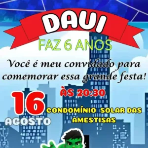 Convite de aniversario do Homem-Aranha editavel no Canva em formato de video animado.