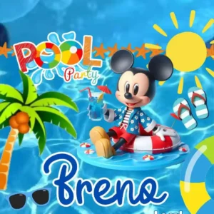 Convite Animado Mickey na Praia Editar no Canva