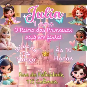 Convite Animado Princesas da Disney Editar Canva
