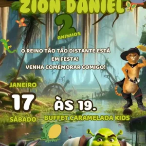Convite Animado Shrek Editar no Canva