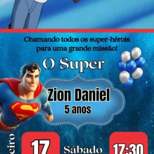 Convite Animado Super-Homem Editar no Canva