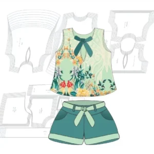 Molde de costura bata e short infantil feminino para imprimir em PDF moldes de roupa infantil formato A4 e grafica