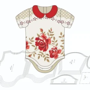 Molde de costura body bebe abertura nas costas para imprimir em PDF moldes de roupa infantil formato A4 e grafica