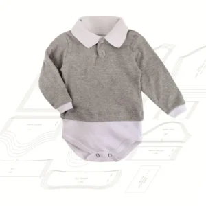 Molde de costura body unissex bebe gola e manga para imprimir em PDF moldes de roupa infantil formato A4 e grafica