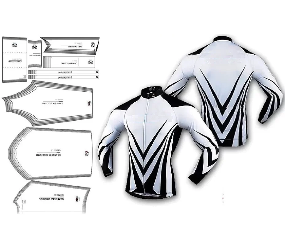 Molde de costura camiseta ciclista manga longa para imprimir em PDF moldes de roupa masculina esportiva e ciclismo formato A4 e grafica