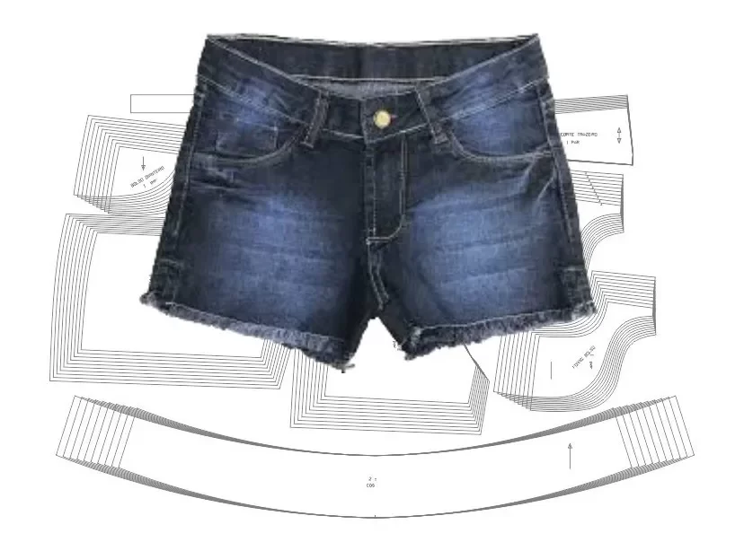 Molde de costura short jeans feminino infantil para imprimir em PDF moldes de roupa infantil formato A4 e grafica