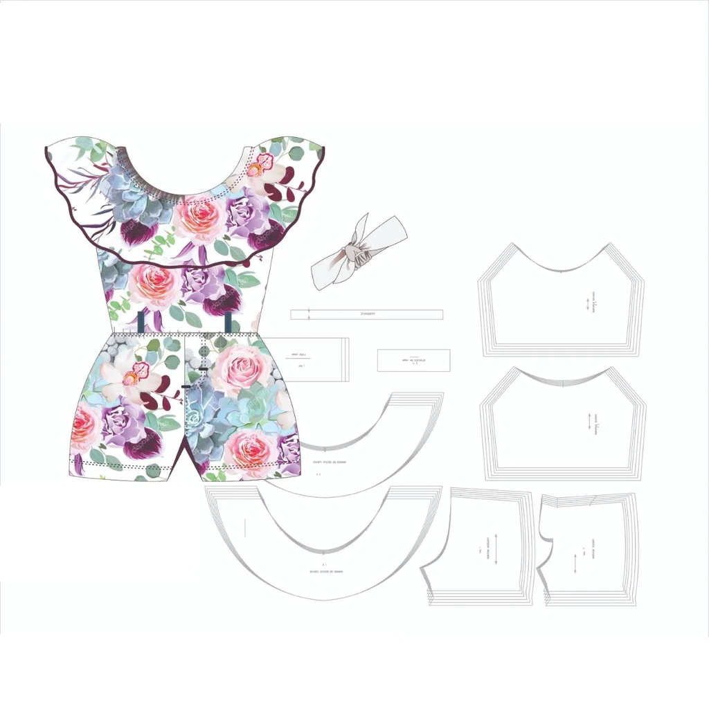 Molde de costura macaquinho com tiara infantil para imprimir em PDF moldes de roupa infantil formato A4 e grafica