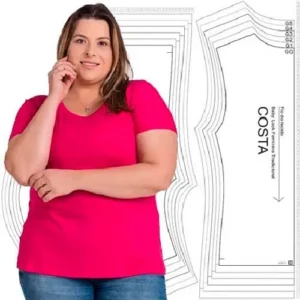Molde de costura baby look plus size para imprimir em PDF moldes de roupa feminina formato A4 e grafica
