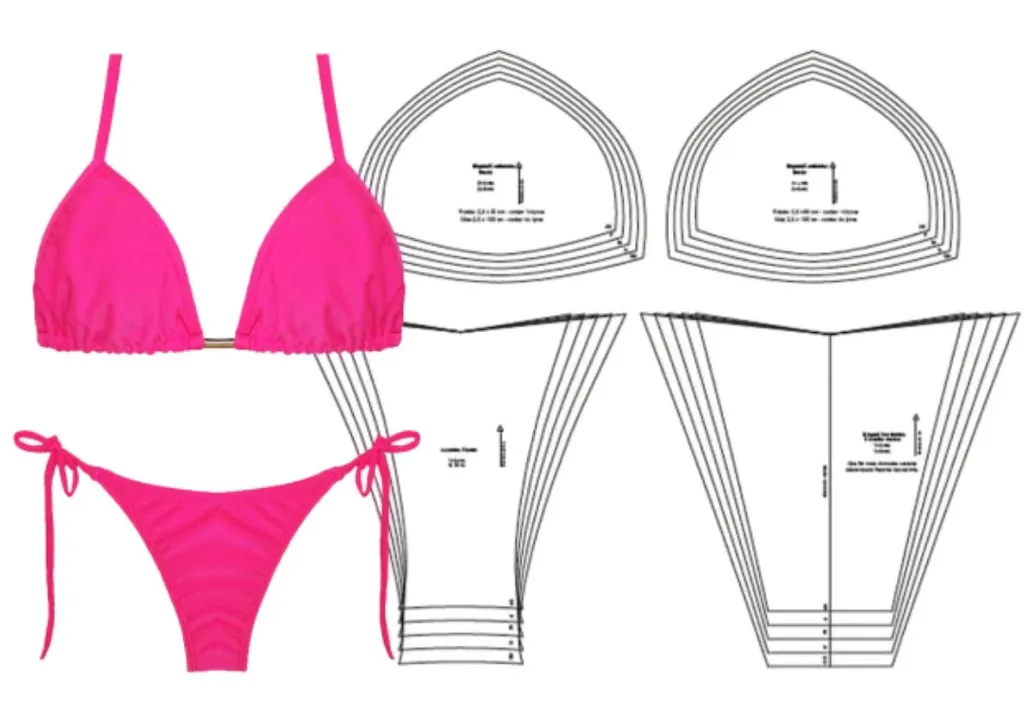 Molde de costura biquini cortininha para imprimir em PDF moldes de roupa de praia formato A4 e grafica