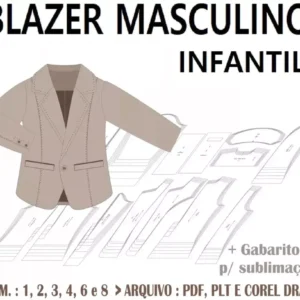 Molde de costura blazer masculino infantil para imprimir em PDF moldes de roupa infantil formato A4 e grafica